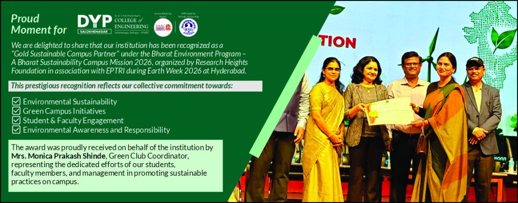 Received By Prof.Monica Prakash Shinde Gold Sustainable Campus Partner under the Bharat Environment Program – A Bharat Sustainability Campus Mission 2026