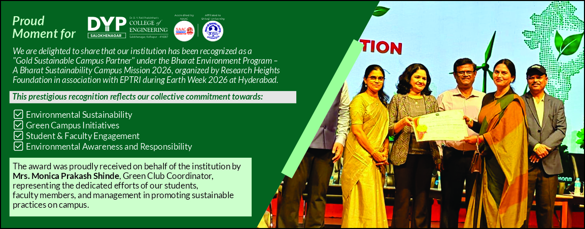 Received By Prof.Monica Prakash Shinde Gold Sustainable Campus Partner under the Bharat Environment Program – A Bharat Sustainability Campus Mission 2026